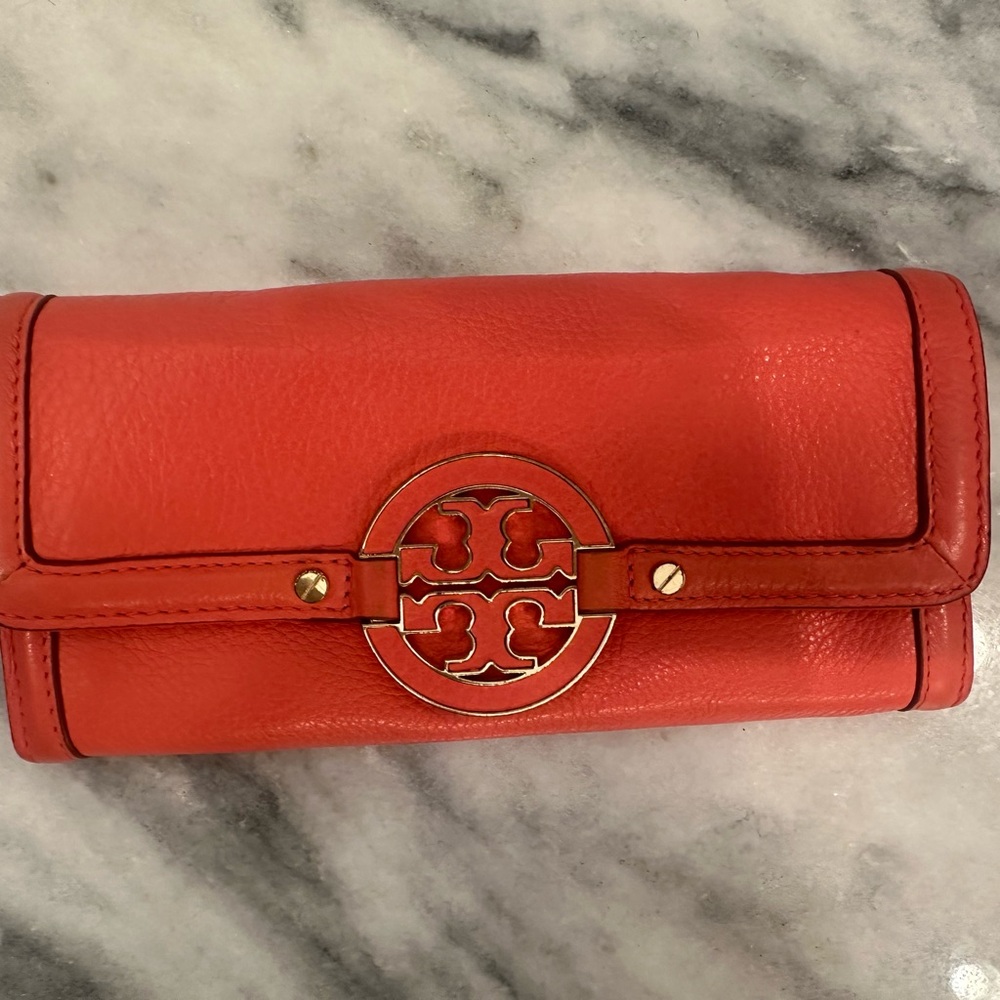 Tory Burch Coral Leather Wallet